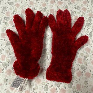 Crimson Red Fashion Gloves - Women's - Casual Corner - Faux Fur type yarn